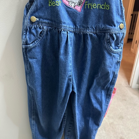 Peanuts Other - Vintage Peanuts Denim Bib Overalls with Best Friends Embroidery